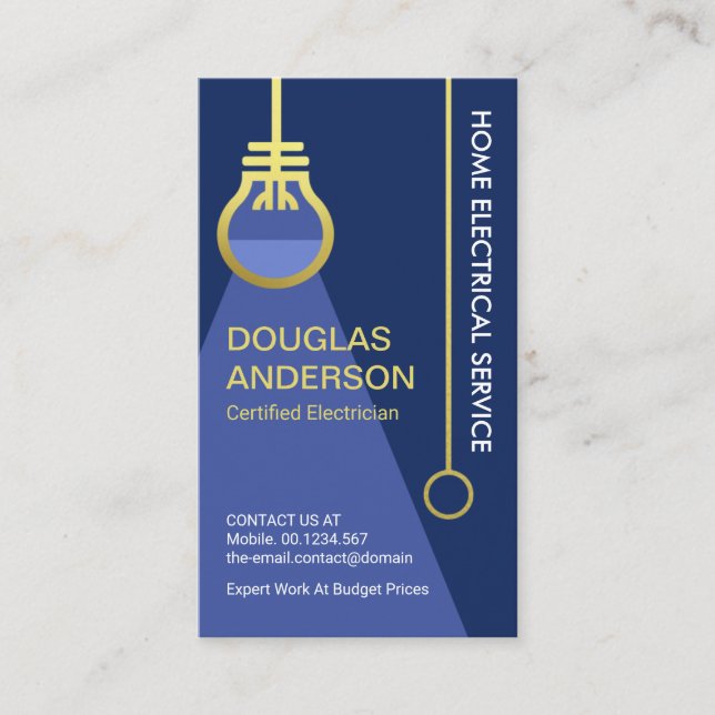 Stylish Electric Light Bulb Switch Circuit Business Card (Front)