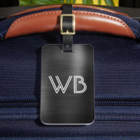 Stylish Elegant 2 Monogram Initial Black Metal