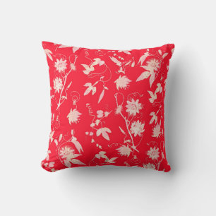 Stylish Elegant Abstract Flowers Bright Red Cushion