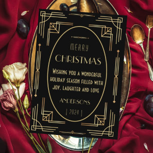 Stylish elegant art deco flat holiday card