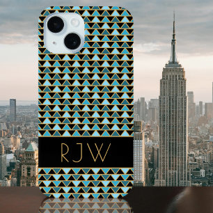 Stylish Elegant Art Deco Style Monogrammed iPhone 15 Case