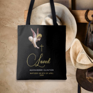 Stylish Elegant Black Angel Religious Blessings Tote Bag