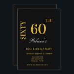 Stylish Elegant Black & Gold 60th Birthday Party  Invitation<br><div class="desc">Stylish Elegant Black & Gold 60th Birthday Party Invitation</div>