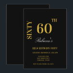 Stylish Elegant Black & Gold 60th Birthday Party  Invitation<br><div class="desc">Stylish Elegant Black & Gold 60th Birthday Party Invitation</div>