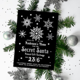 Stylish Elegant Black Secret Santa Snowflake