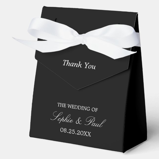 Stylish Elegant Black Wedding Favour Box (Front)