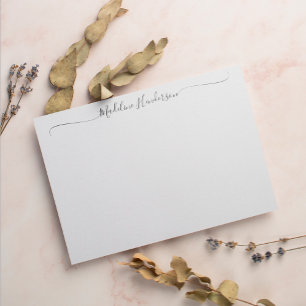 Stylish Elegant Black White Girly Script Note Card