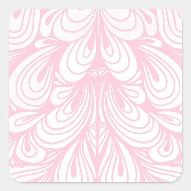 Stylish Elegant Blush Pink Pattern Square Sticker (Front)