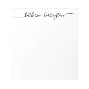 Stylish Elegant Chic Swash Script Name Calligraphy Notepad