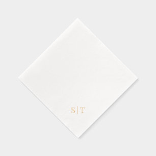 Stylish Elegant Couple Corner Wedding Monogram Foil Napkins