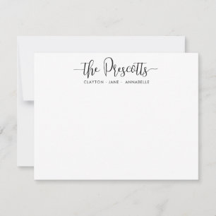 Stylish Elegant Family Name Couple Black Script Card