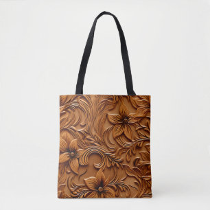 Stylish Elegant Faux Embossed Leather Camel brown Tote Bag