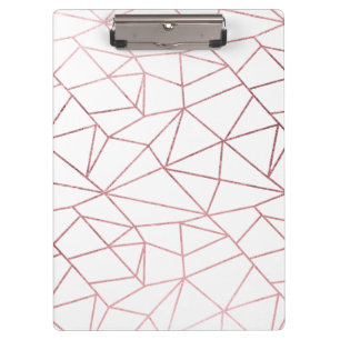 Stylish elegant faux rose gold geometrical clipboard