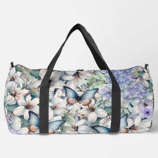 Stylish & Elegant Floral & Butterflies Duffle Bag (Front)