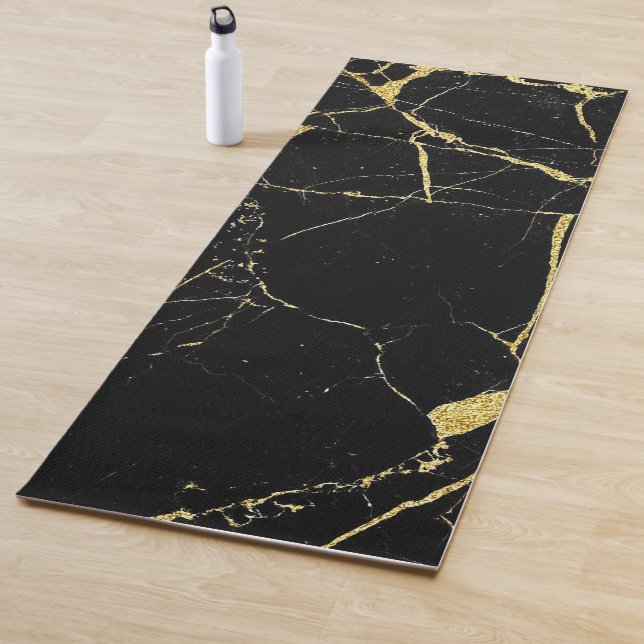 Stylish Elegant Gold & Black Marble Design  Yoga M Yoga Mat (In Situ)