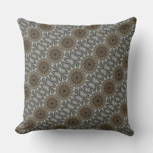 Stylish Elegant Kaleidoscope Design Brown Grey Cushion