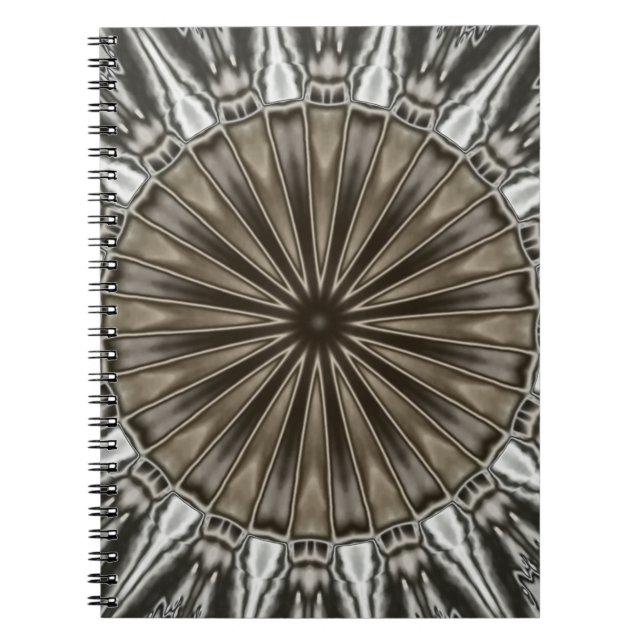 Stylish Elegant Kaleidoscope Design Brown Grey Spiral Notebook (Front)