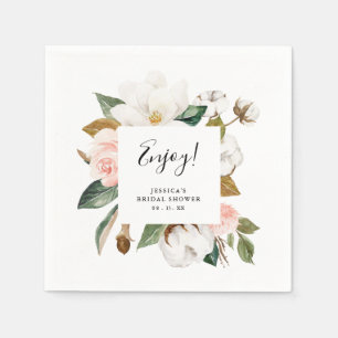 Stylish Elegant Magnolia Floral Bridal Shower Napkin