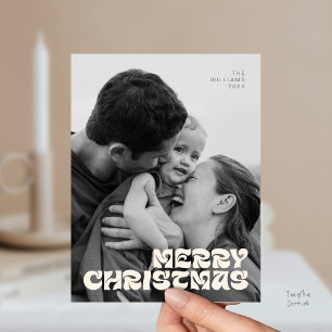 Stylish Elegant, Merry Christmas Family Photo Chic Postcard