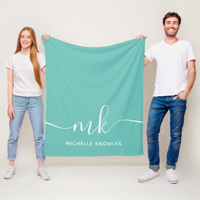Stylish Elegant Minimalist Monogram and Name Fleece Blanket (In Situ)