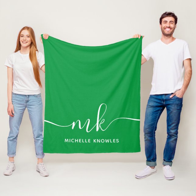 Stylish Elegant Minimalist Monogram and Name Fleece Blanket (In Situ)