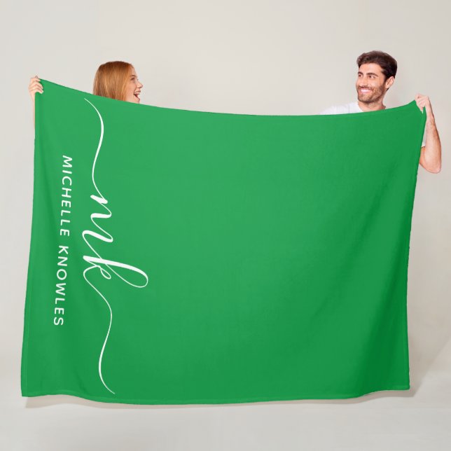 Stylish Elegant Minimalist Monogram and Name Fleece Blanket (In Situ)