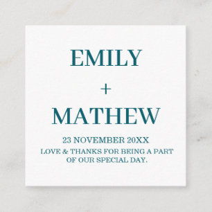 STYLISH ELEGANT MODERN CUSTOM NAME WEDDING WHITE ENCLOSURE CARD