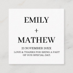 STYLISH ELEGANT MODERN CUSTOM NAME WEDDING WHITE ENCLOSURE CARD