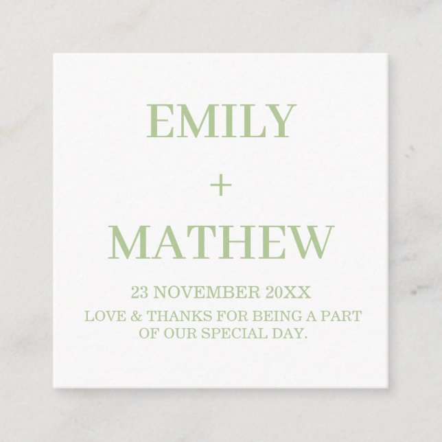 STYLISH ELEGANT MODERN CUSTOM NAME WEDDING WHITE ENCLOSURE CARD (Front)