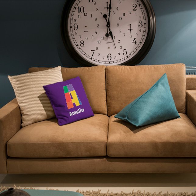Stylish elegant monogram  colourful letter  cushion (Creator Uploaded)