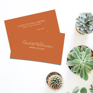 Stylish Elegant Monogram Minimalist Terracotta Business Card