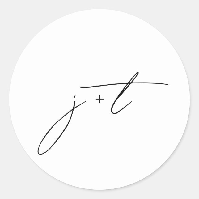 Stylish Elegant Monogram Script Wedding Classic Round Sticker (Front)
