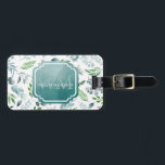 Stylish Elegant Monogram Watercolor Foliage Luggage Tag<br><div class="desc">Stylish Elegant Monogram Watercolor Foliage Luggage Tag. Features watercolor leaves in shades of green and blue.</div>