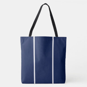 Stylish Elegant Navy Blue White Vertical Stripes Tote Bag