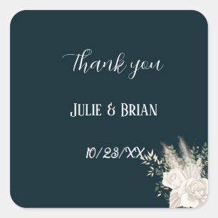 Stylish Elegant Navy White Flower Sticker