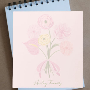 Stylish Elegant Pink Bow Floral Notepad