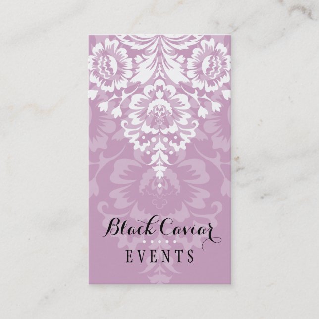 STYLISH & ELEGANT pretty detailed damask purple Business Card (Front)