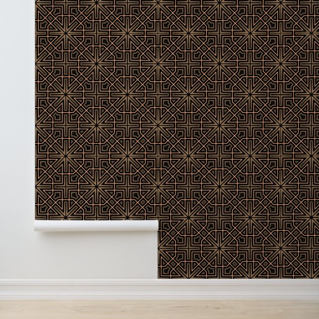  Stylish Elegant Retro Geometric Classy Deco Brown Wallpaper (Application)