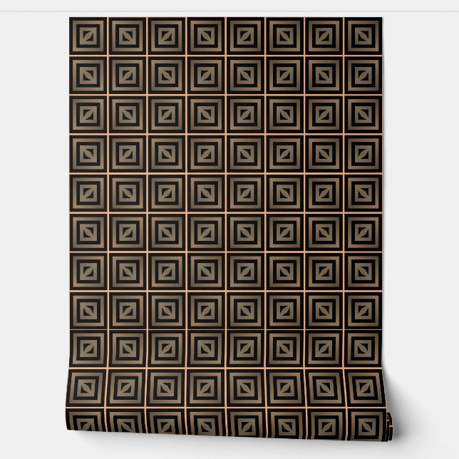  Stylish Elegant Retro Geometric Classy Deco Brown Wallpaper (Unrolling)