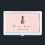 Stylish elegant rose gold pineapple pink makeup business card holder<br><div class="desc">Modern faux rose gold and pink pineapple design.</div>