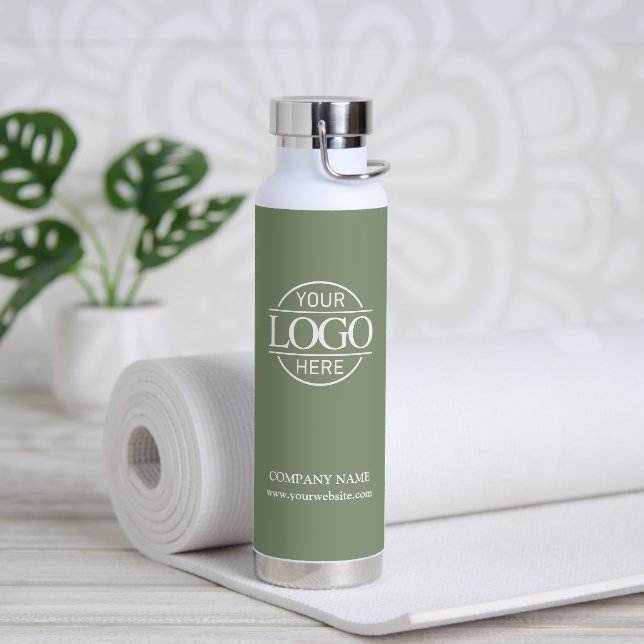 Stylish Elegant Sage Green Company Business Logo Water Bottle (Yoga)
