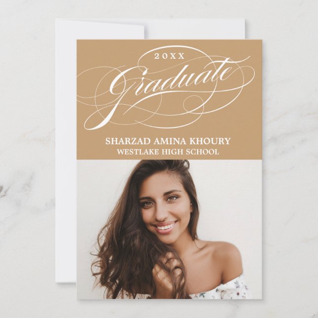 STYLISH ELEGANT SCRIPT 2 GRADUATE PARTY INVITATION (Front)