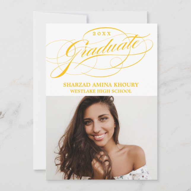 STYLISH ELEGANT SCRIPT 2 GRADUATE PARTY INVITATION (Front)