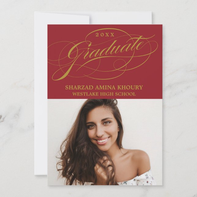 STYLISH ELEGANT SCRIPT 2 GRADUATE PARTY INVITATION (Front)