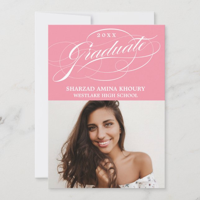 STYLISH ELEGANT SCRIPT 2 GRADUATE PARTY INVITATION (Front)
