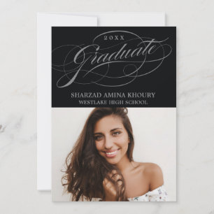 STYLISH ELEGANT SCRIPT 2 GRADUATE PARTY INVITATION