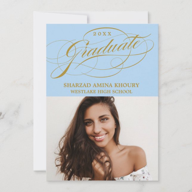 STYLISH ELEGANT SCRIPT 2 GRADUATE PARTY INVITATION (Front)