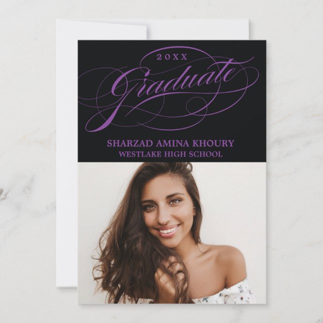STYLISH ELEGANT SCRIPT 2 GRADUATE PARTY INVITATION (Front)
