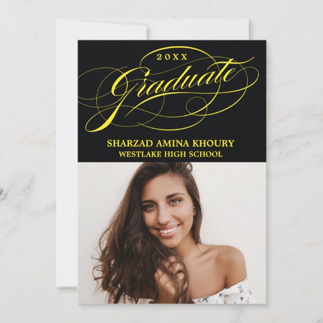STYLISH ELEGANT SCRIPT 2 GRADUATE PARTY INVITATION (Front)
