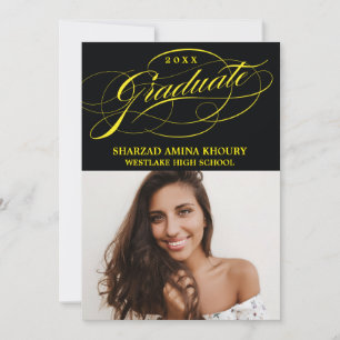 STYLISH ELEGANT SCRIPT 2 GRADUATE PARTY INVITATION